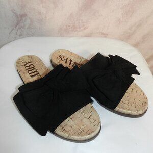 Womens Black Suede Sam Libby Sandals Size 6.5